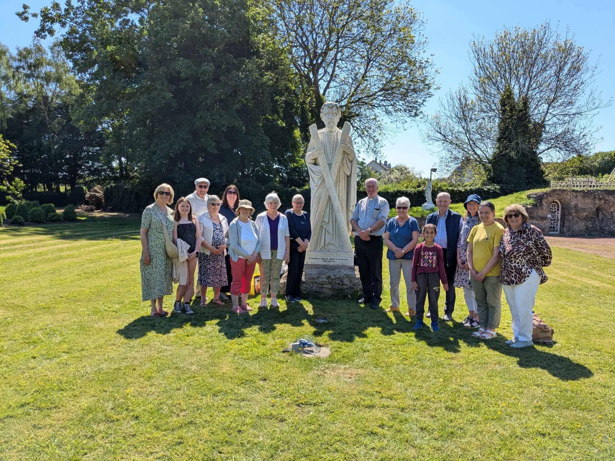 Parish community gathered outdoors